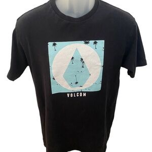 VOLCOM Stone Skate Surf Palm Trees Tropical Tee Shirt Men M Medium